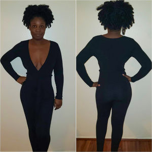 Black Stretch Sweater Jumpsuit